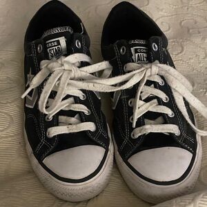 Converse Classic Navy Blue and White Canvas Sneakers with grey stars